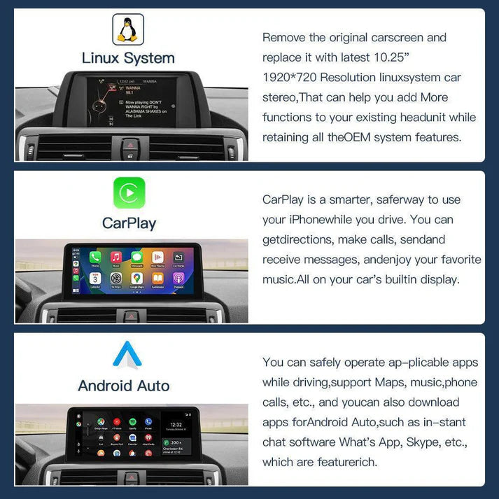 10.25'' Ecran Linux pentru BMW seria 1/2 F20 F21 cu NBT CarPlay Android Auto