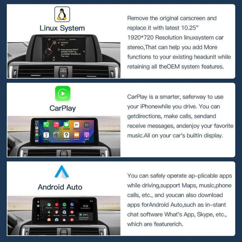 10.25" Ecran Linux pentru BMW seria 5 F10 F11 cu NBT CIC Wirless Carplay Android Auto