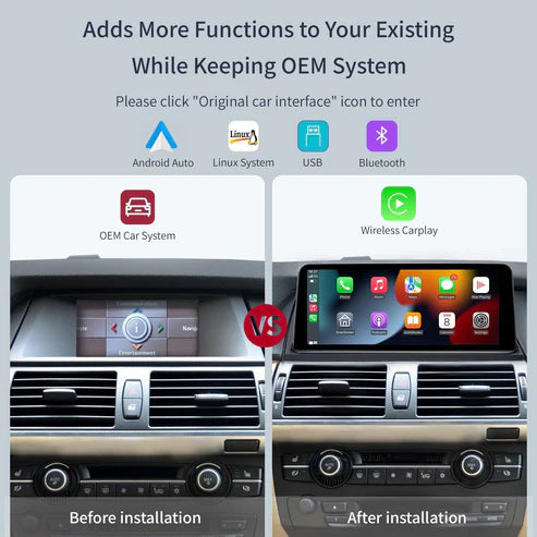 10.25" / 8.9" Ecran Linux pentru BMW X5/X6 E70/E71 with CIC/CCC Wireless CarPlay Android Auto