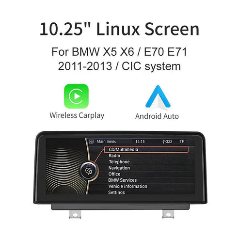 10.25" / 8.9" Ecran Linux pentru BMW X5/X6 E70/E71 with CIC/CCC Wireless CarPlay Android Auto