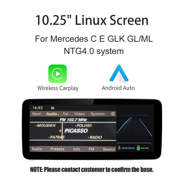 Ecran Linux screen pentru Mercedes Benz NTG4.0/4.5/5.0 Wireless CarPlay Android Auto