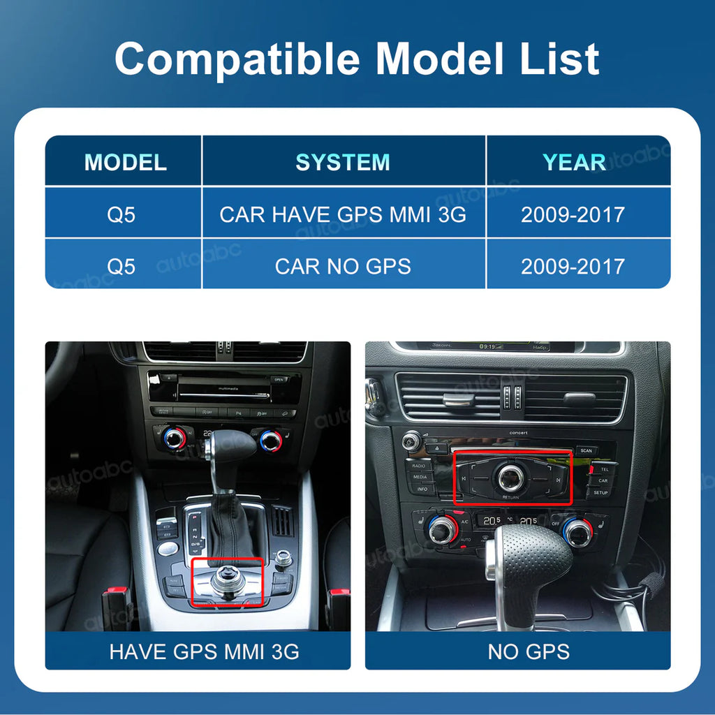 Ecran Linux pentru Audi Q5 Wireless CarPlay Android Auto