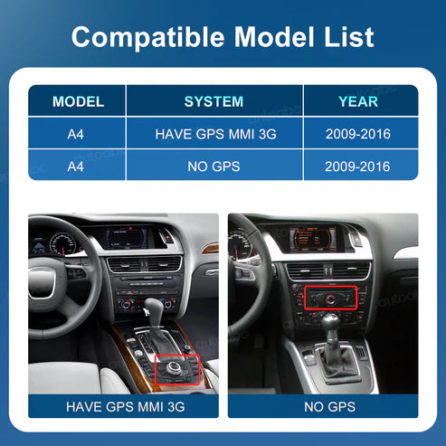 Ecran Linux pentru Audi A4 A5 Wireless CarPlay Android Auto