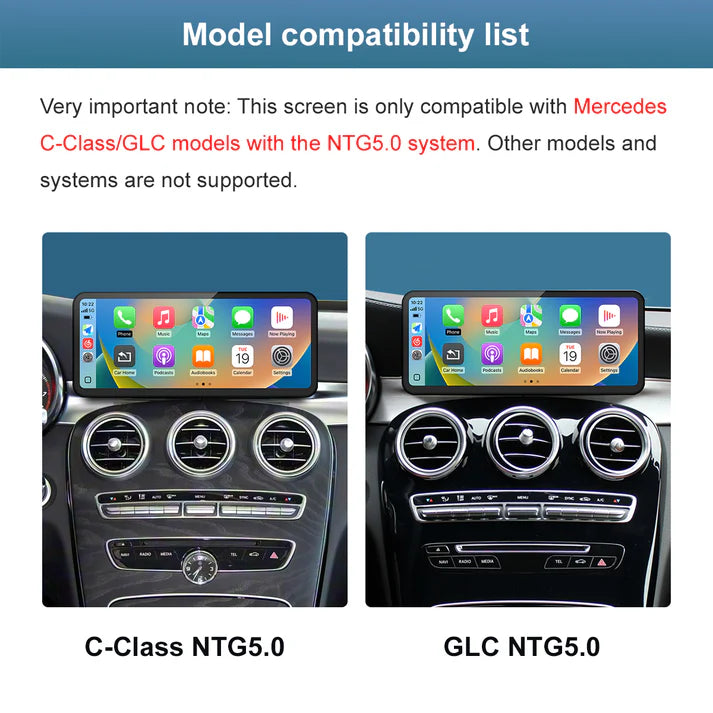 Ecran Linux Ultra-thin pentru Mercedes Benz C GLC cu NTG5.0 Wireless CarPlay Android Auto