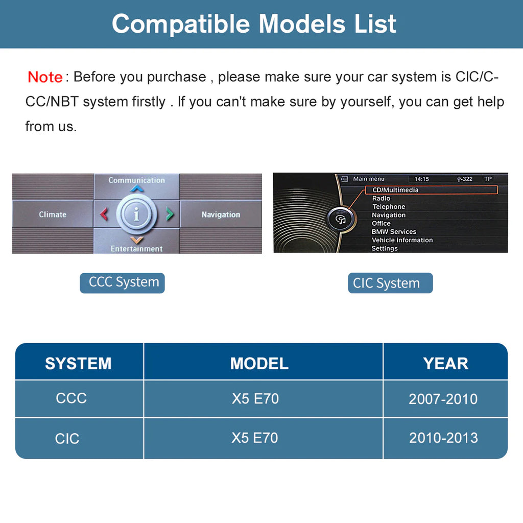 10.25" / 8.9" Ecran Linux pentru BMW X5/X6 E70/E71 with CIC/CCC Wireless CarPlay Android Auto
