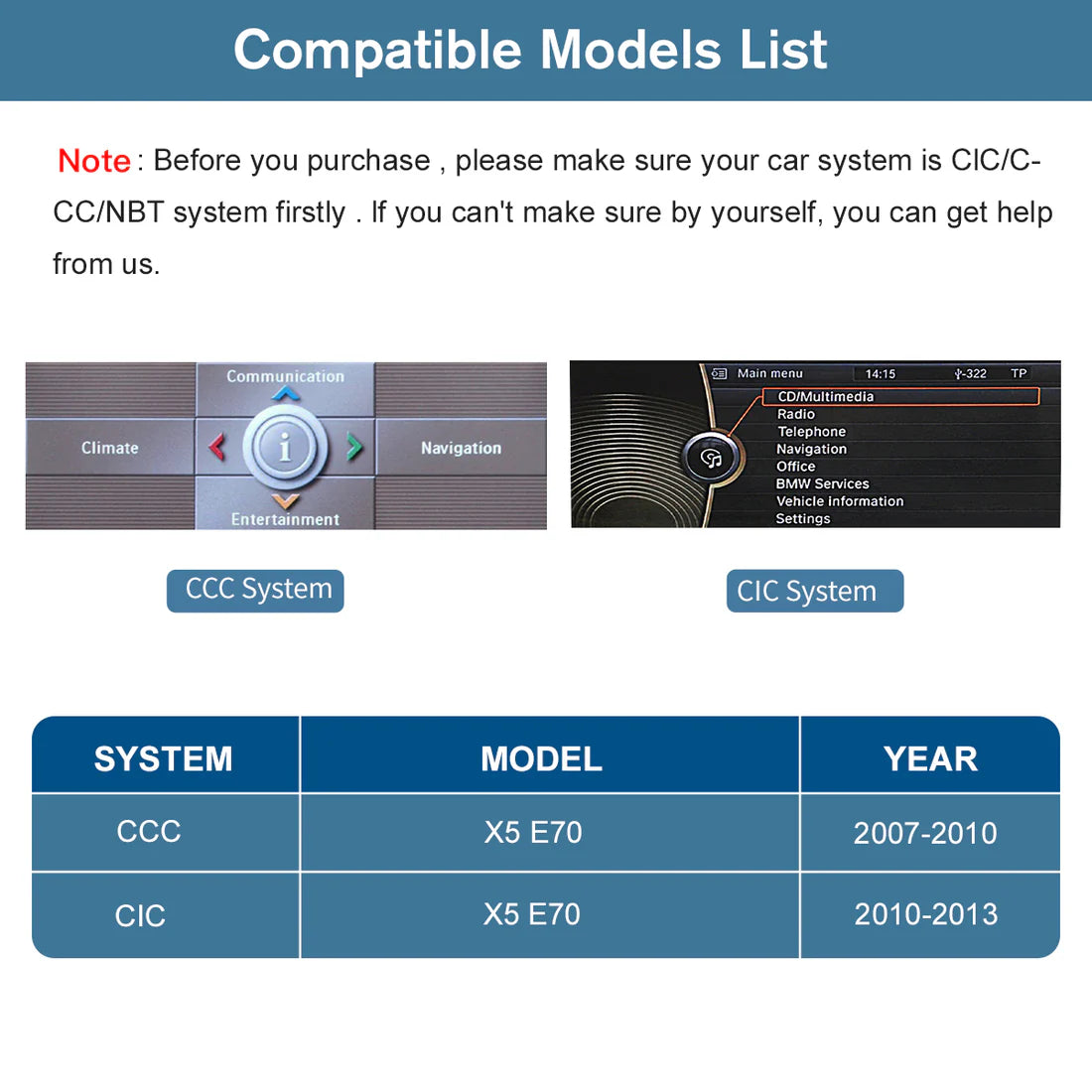 10.25" / 8.9" Ecran Linux pentru BMW X5/X6 E70/E71 with CIC/CCC Wireless CarPlay Android Auto