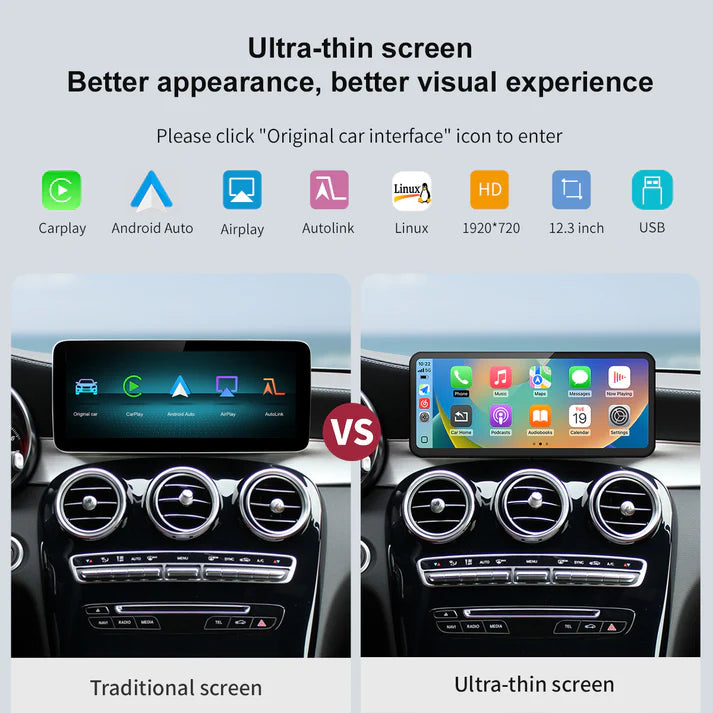 Ecran Linux Ultra-thin pentru Mercedes Benz C GLC cu NTG5.0 Wireless CarPlay Android Auto