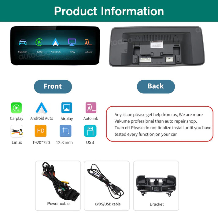 12.3“ Ecran Linux pentru Mercedes Benz NTG5.0 GLE Wireless CarPlay Android Auto