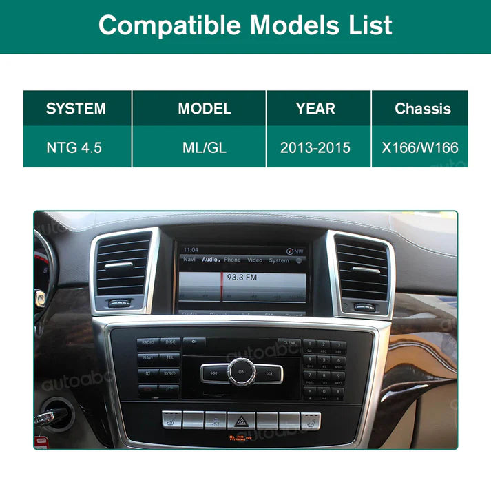12.3“ Ecran Linux Mercedes Benz NTG4.5 ML/GL Wireless CarPlay Android Auto