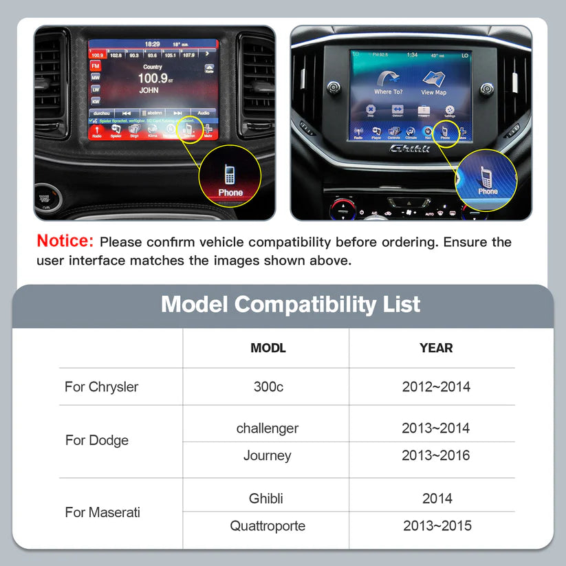 Modul Wireless CarPlay/Android Auto  pentru Dodge/Maserati/Chrysler
