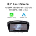 8.9'' Ecran Linux pentru BMW seria 3/5 E60~E93 cu CCC Wireless CarPlay Android Auto