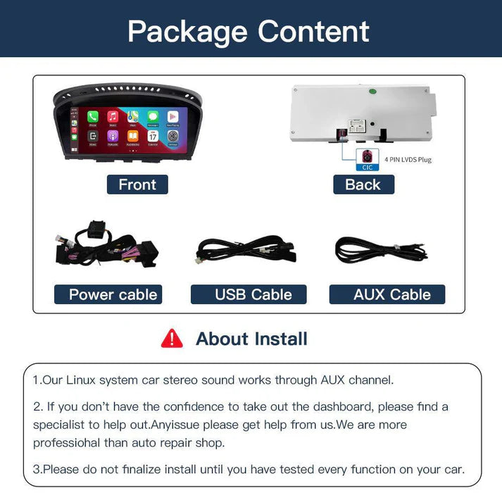 8.9'' Ecran Linux pentru BMW seria 3/5 E60~E93 cu CIC Wireless CarPlay Android Auto