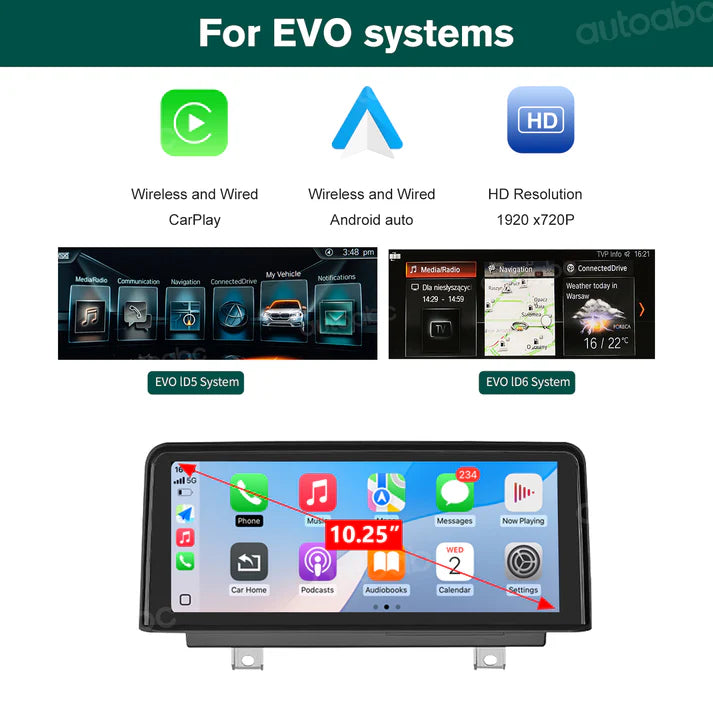 10.25" Ecran Linux pentru BMW EVO ID5/ID6 Wireless Carplay Android Auto